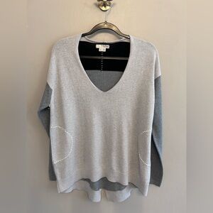 Label + Thread tri tone cashmere blend oversized loose fit v neck sweater size M